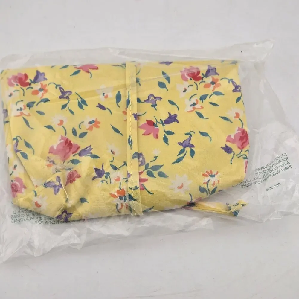 Avon Vintage 1970s Spring Beauty Bag & Lipstick Case Floral Mirror Set